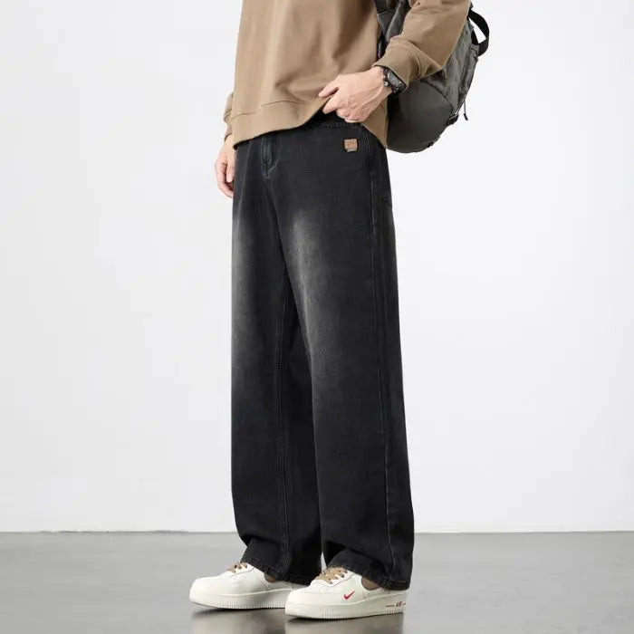 Spring Autumn New Men's Straight Vintage Fit Jeans Casual Trousers High Quality Male Korean Fashion Baggy Wide Leg Denim Pants - Matrix Studios