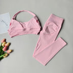 2 Pieces Women's Yoga Suit Seamless Fitness Gym Clothes Halter Sports Bra Matching Yoga Leggings for Workout Sets Gym Outfit - Matrix-studios.com
