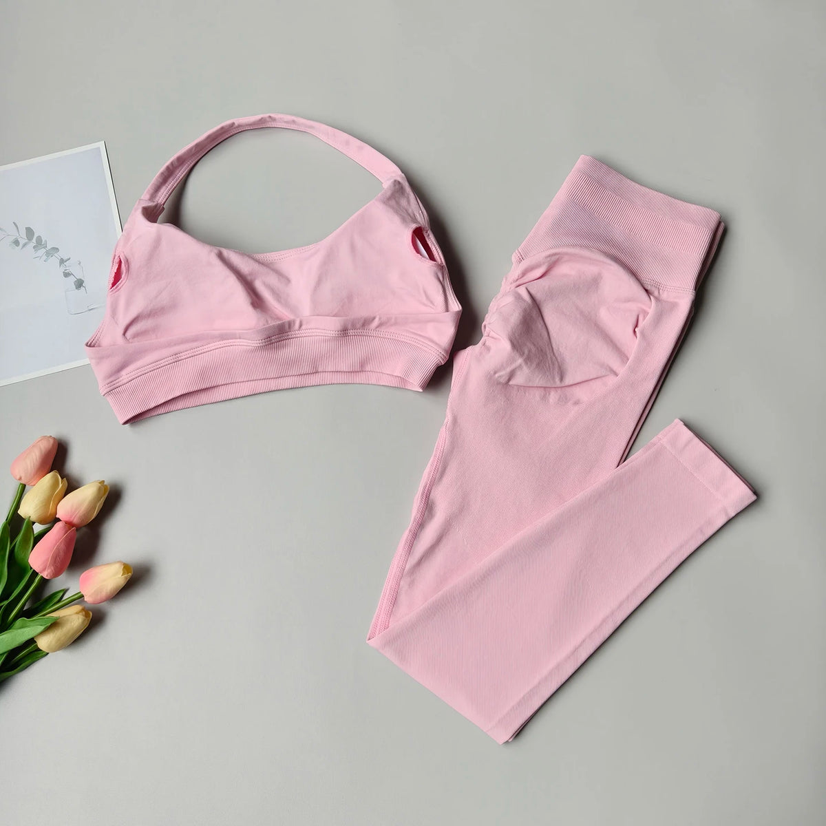 2 Pieces Women's Yoga Suit Seamless Fitness Gym Clothes Halter Sports Bra Matching Yoga Leggings for Workout Sets Gym Outfit - Matrix-studios.com