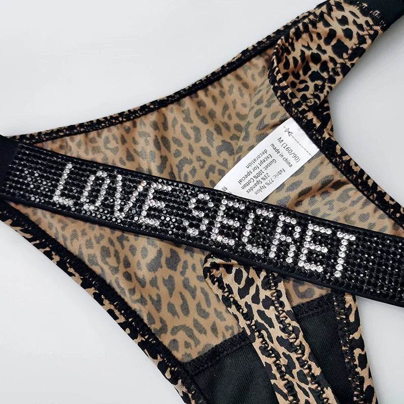 Low Waist Sexy Women Thongs Panties Rhinestones letter Diamonds G String Sports Thong Shorts Briefs T-back Fitness Size S-XL - Matrix Studios
