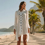 Bikini Cover Up Lace Hollow Crochet Swimsuit Beach Dress Women 2025 Summer Ladies Cover-Ups Bathing Suit Beach Wear Tunic - Matrix Studios