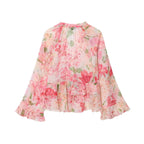 Women New Fashion Summer Casual Chic Women Blouse V-Neck Tiered Long Sleeve Loose Shirts Vintage Style Tops 3130359 - Matrix-studios.com