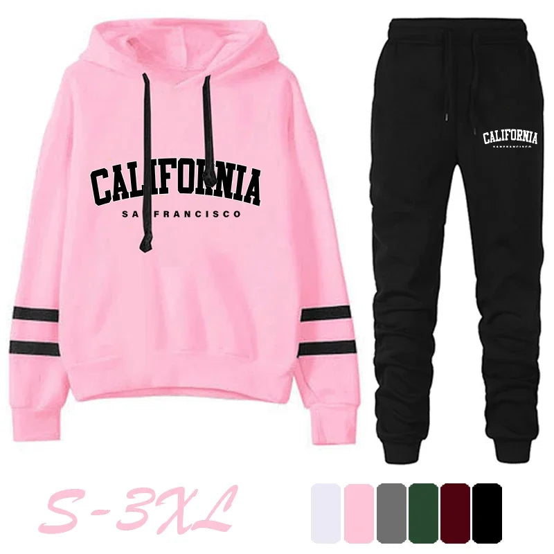 California Womens Tracksuit Casual Stripe Versatile Hooded Sweatshirt or Pants or Suit Simplicity Hot Sales Street Outfits S-3XL - Matrix-studios.com