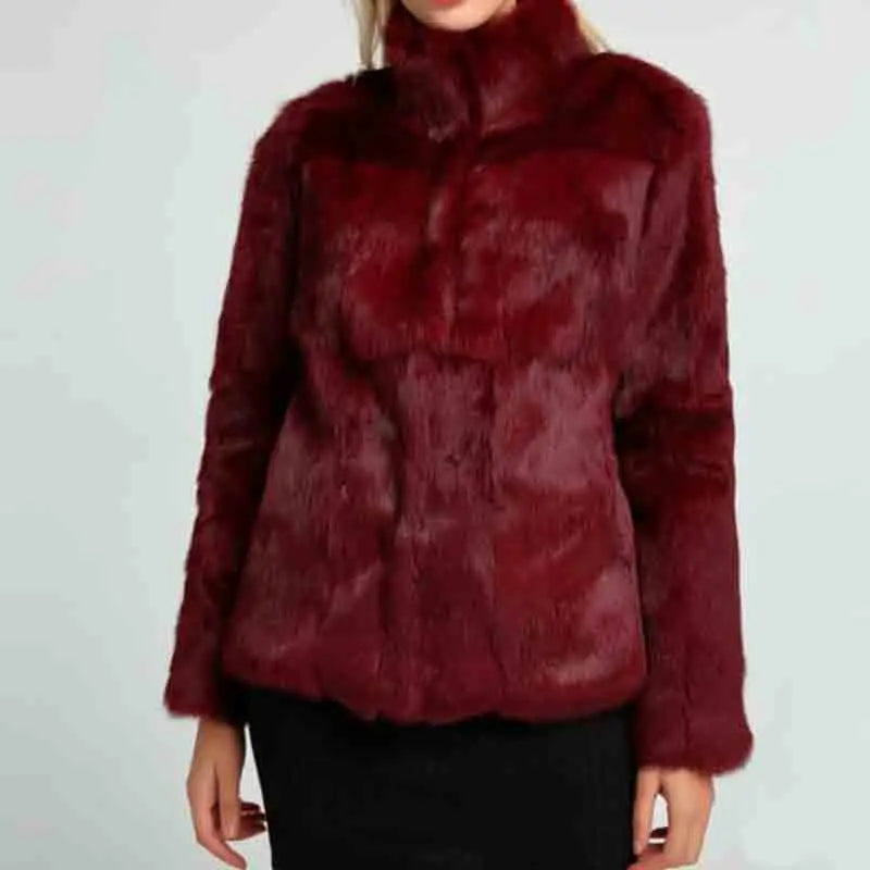 2023 New Women Real Rabbit Fur Mandarin Collar Coat Natural Pure Genuine Whole Skin Fur Jacket Full Pelt Fur Customize WSR61 - Matrix Studios