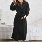 Coral Fleece Long Robe Kimono Gown Winter Warm Flannel Nightdress Bathrobe Casual Sleepwear Intimate Lingerie Thicken Homewear - Matrix-studios.com