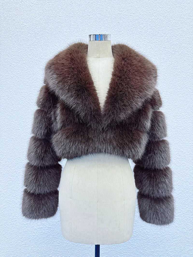 Item Number 0115X Iconic Street Fashion Week Luxury Cropped Faux Fur Coat Women Winter Hot Cool Girls Fluffy Fur Short Jacket - Matrix Studios