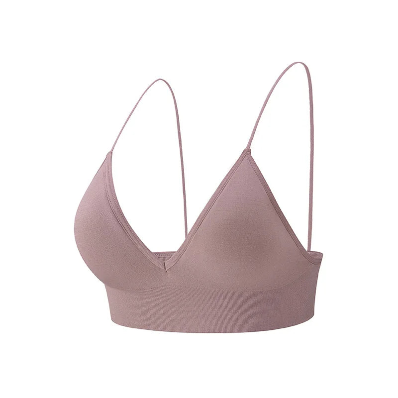 Flarixa Triangle Cup Deep V Neck Bralettes Camisole Bra for Woman Yoga Top Corset With Push Up Effect Soft Underwear Lingerie - Matrix Studios