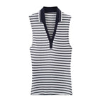 Summer New Fashion Style Ribbed Sleeveless Polo Collar T-shirt Sports Style Polo Shirt Vest Top Women's Clothing - Matrix-studios.com