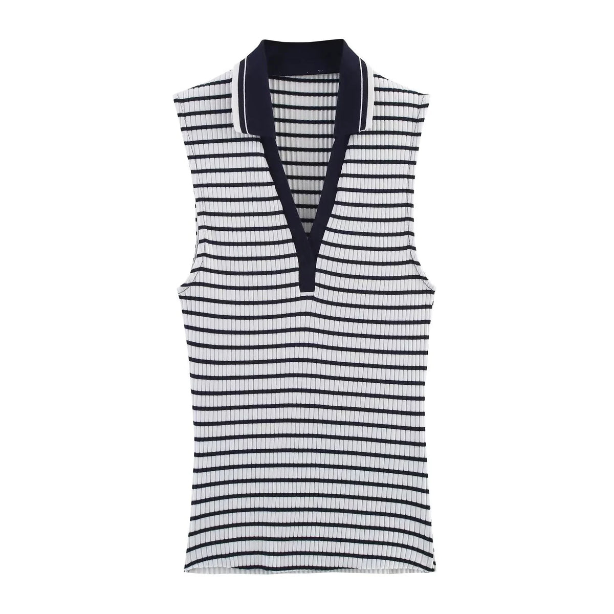 Summer New Fashion Style Ribbed Sleeveless Polo Collar T-shirt Sports Style Polo Shirt Vest Top Women's Clothing - Matrix-studios.com