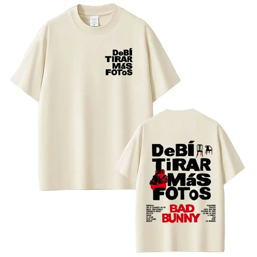 Rapper Bad Bunny T-shirt Debi Tirar Mas Fotos DTMF World Tour T Shirts Men's Women Fashion Vintage Hip Hop T-shirts Streetwear - Matrix Studios