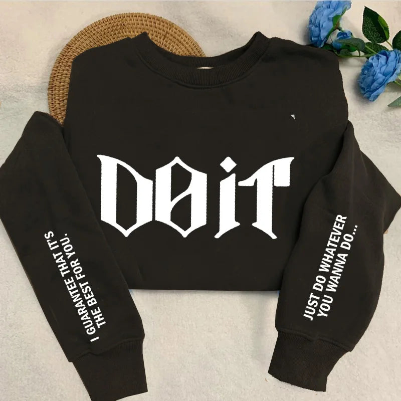 Do It Crewneck Sweatshirt Women Men Pink Kpop Fan Merch SKZ Sweatshirts Pullover Long Sleeve Hoodies Streewear Woman Clothing - Matrix Studios