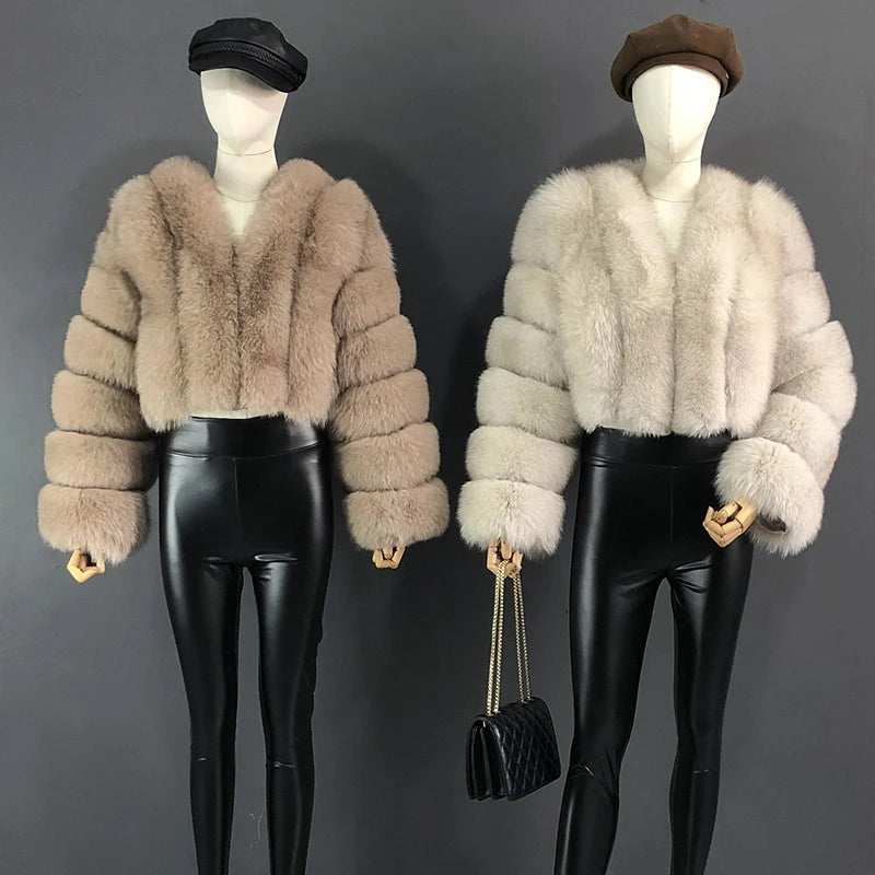 High Quality Fur Coat Women 100% Real Fox Fur Jacket Women's Fall/Winter Luxury Short Natural Fox Fur Coat Leather Jacket - Matrix Studios
