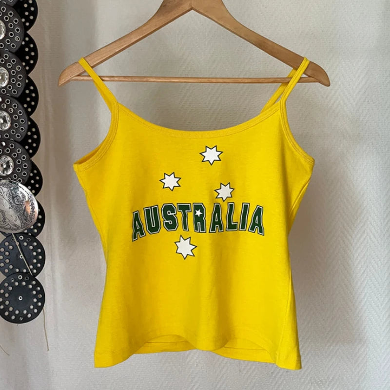 Hot Sexy Brazil Streetwear Sling Yellow Crop Top For Women Girl Casual Clothes Elastic Camis Sleeveless Backless Short Tank Tops - Matrix-studios.com