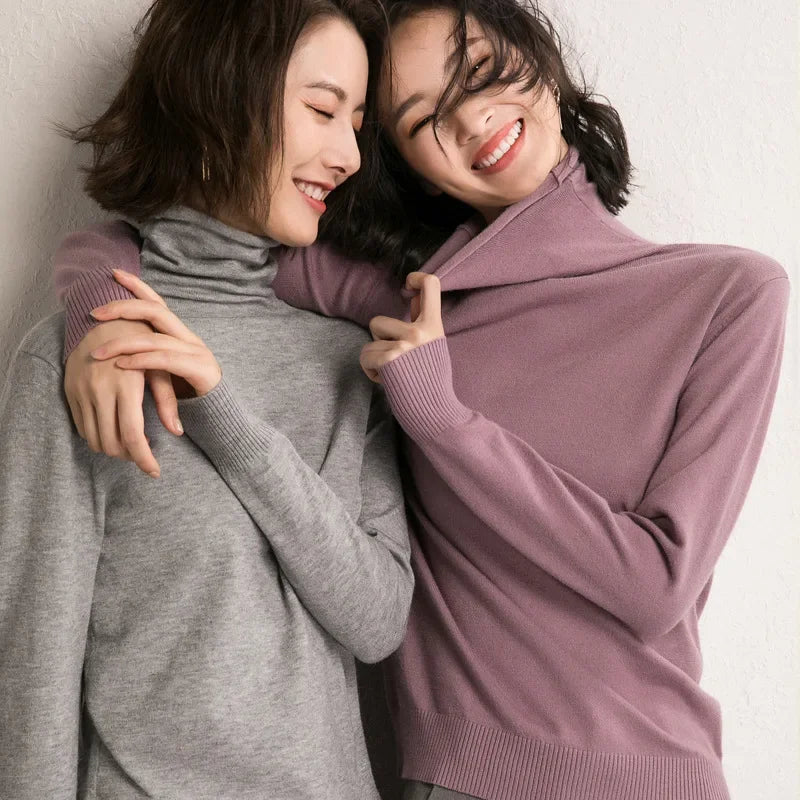 Autumn Winter Sweater Turtleneck Slim Fit Basic Pullovers 2025 Fashion Korean Knit Tops Bottoming Womens Sweater Stretch Jumpers - Matrix Studios