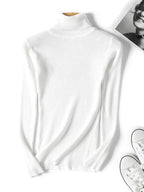 Casual Soft Polo-neck Jumper New Autumn Winter Women Knitted Turtleneck Sweater Fashion Slim Elasticity Solid Ribbed Pullovers - Matrix Studios