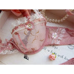 MOYISU New Arrival Luxury Pure Desire Lace Tulle Sexy Panties Lingerie Set Lilacs Embroidery Girl Boobs Big Size Big Boobs Small - Matrix-studios.com