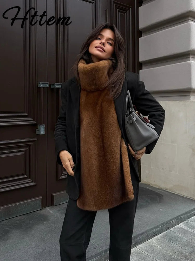 Chic Turtleneck Fur Vest Women All-matching Solid Sleeveless Fluffy Cozy Vests Female 2025 Autumn Winter Lady Layering New - Matrix Studios