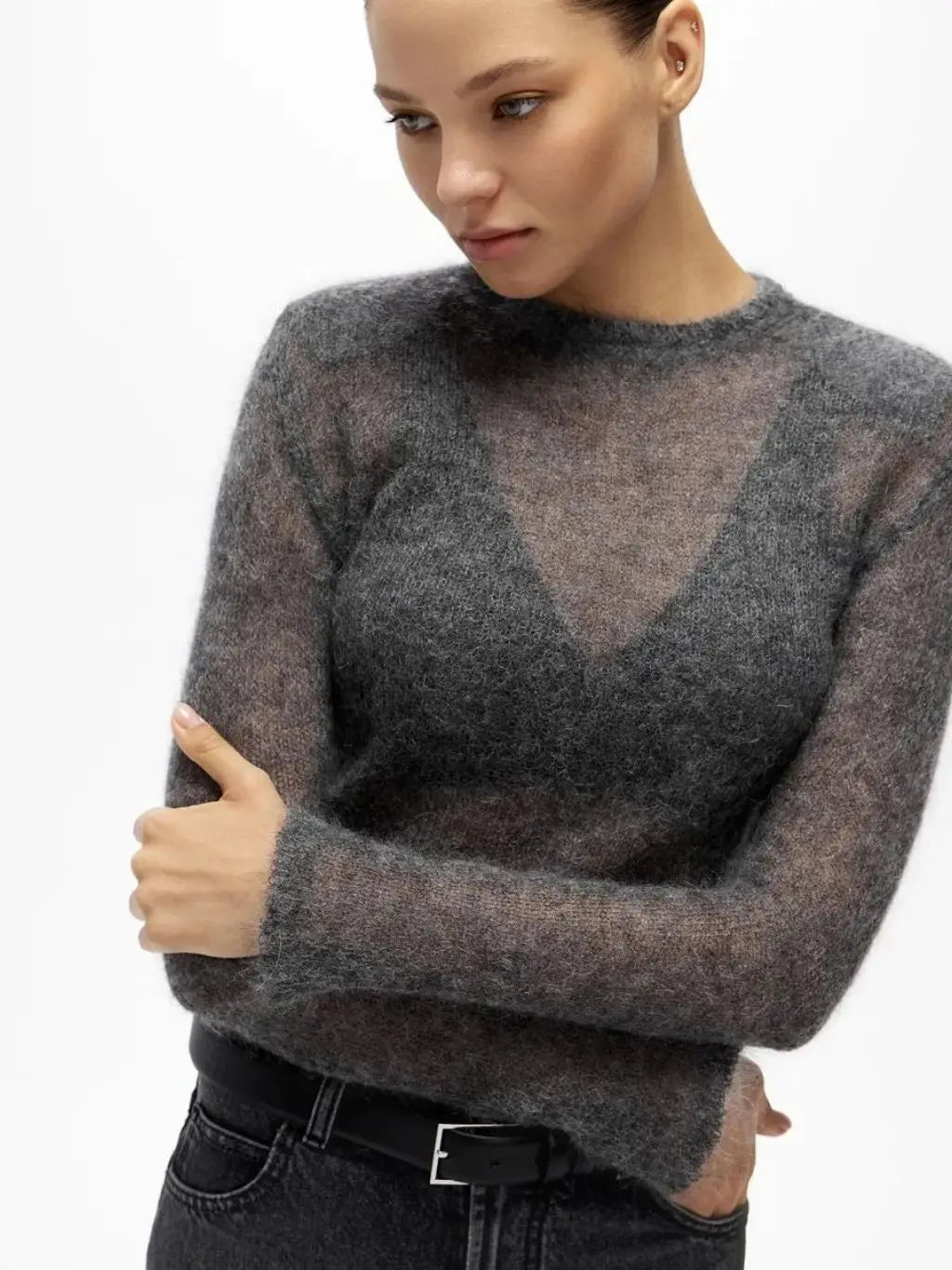 2025 Autumn Solid Color Round Neck Hollow Knitted Sweater Still Commuting Long Sleeve Hoodie Casual Long Sleeve Top - Matrix-studios.com
