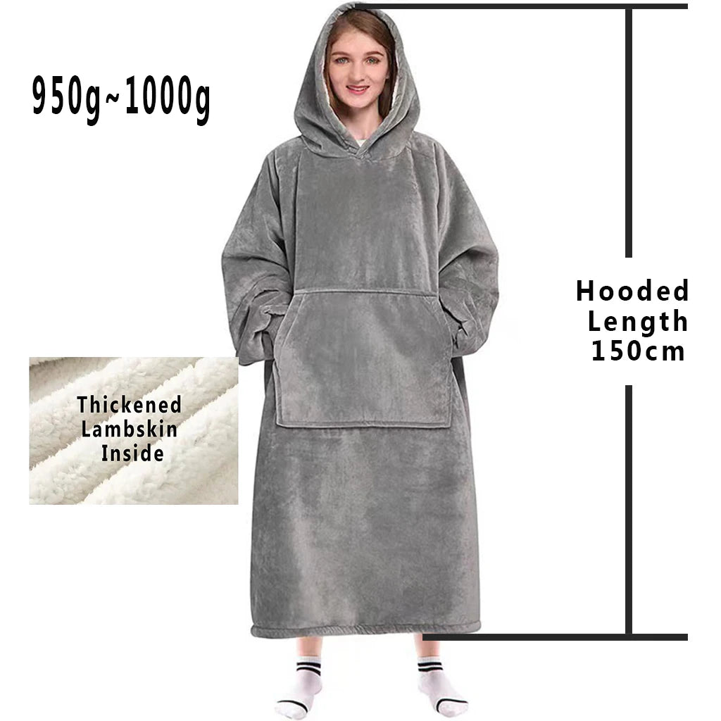 Winter Hoodies Sweatshirt Women Men Pullover Fleece Giant TV Oversized Blanket with Long Flannel Sleeves - Matrix Studios