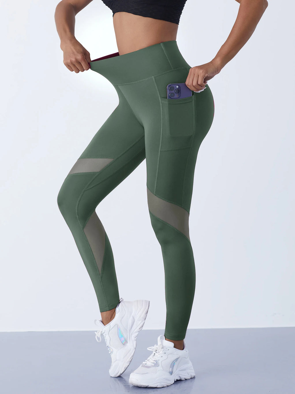 Women's Mesh Splicing Yoga Pants Shaping Leggings High Waist Tummy Control Lift Hips Running Workout Activewear Pants For Female - Matrix-studios.com
