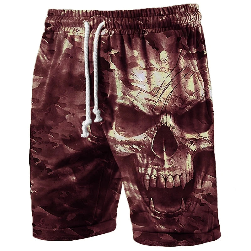 Trend Skull Graphic Beach Shorts For Men Fashion Summer Hip Hop 3D Printed Short Pants Cool Streetwear Breathable Swim Trunks