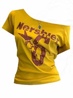 Summer Y2k Sport Off Shoulder Top Women Sexy Vintage 2000s Short Sleeve T Shirt Lady Body Basic Crop Top Female Casual - Matrix-studios.com