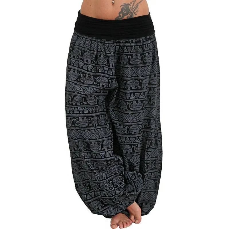 Women's Personality GeometricCasual Loose Printed Pants Comfortable Casual Women's Wide Leg Haren Pants Pants