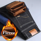 Brand Autumn Winter Warm Flocking Denim Soft Man Activities Fleece Line Men Jeans Black Blue Grey Colors - Matrix Studios