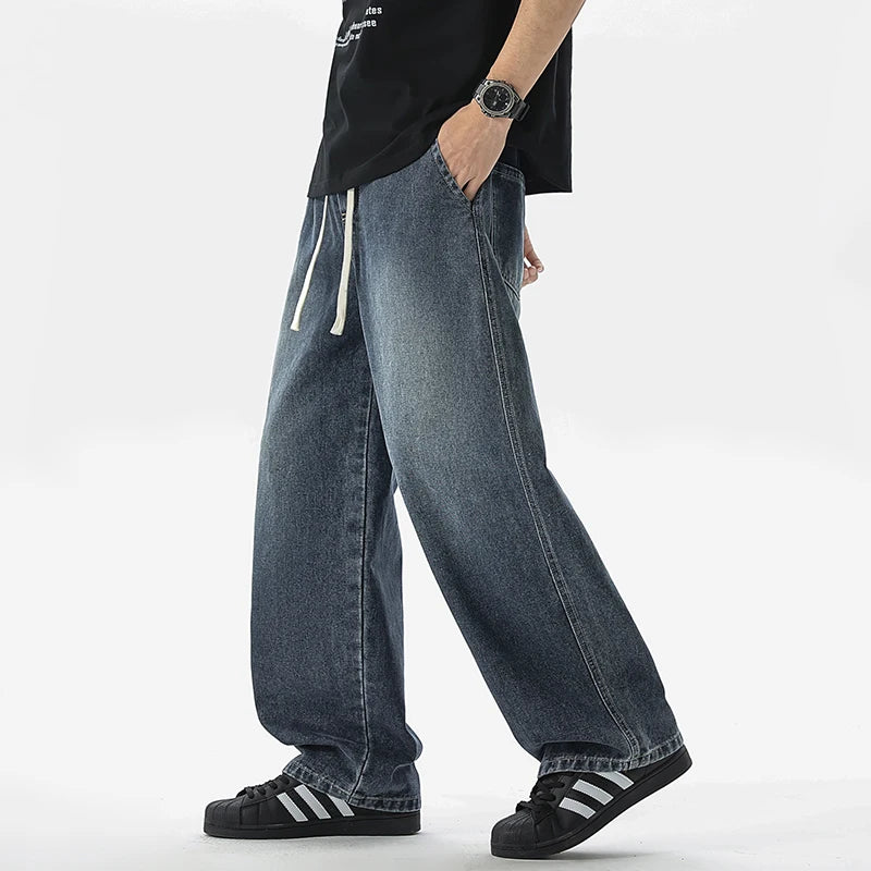 Men's Jeans American Loose Wide-leg Loose Straight Casual Trousers Street Hip-hop Baggy Jeans Black Grey  Blue Streetwear Men - Matrix Studios