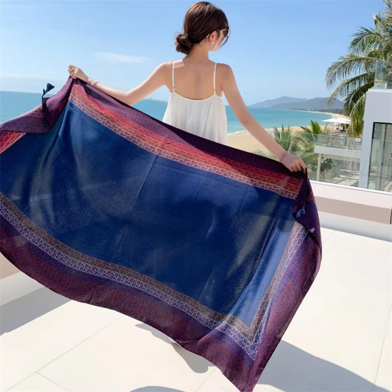 23 Styles 90x180cm Travel Beach Pareo Sunscreen Cover-Ups Women Large Dress Bikini Bathing Brazilian Swimwear Sarong Wrap Scarf - Matrix Studios