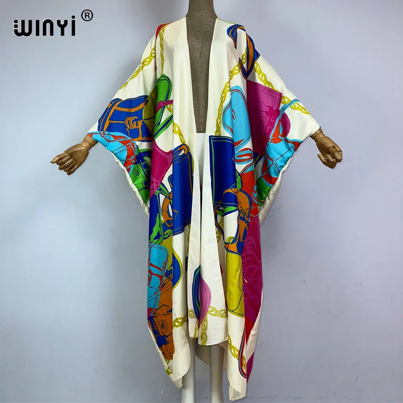 WINYI Kimono Africa Summer Boho Print Beach Outfits for Women Cover-Up Long Coat Elegant Coat Beach Outfits for Women Maxi Dress - Matrix Studios