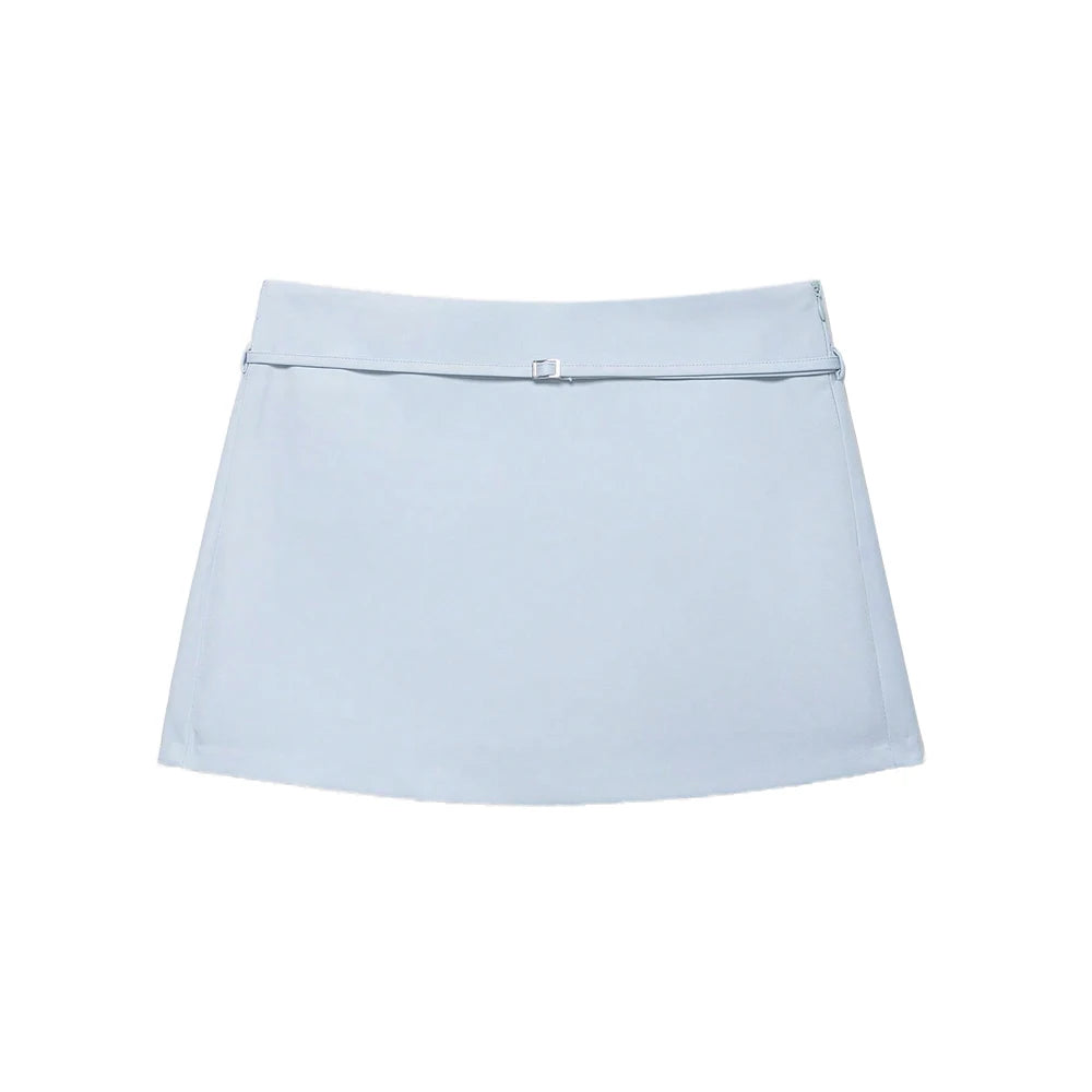 Women's Solid Color Skort with Belt Side Zipper Casual Shorts Skirts Fashionable And Stylish Women's Clothing - Matrix Studios