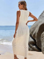 S - XL 2025 V Neck Hollow Out Crochet Knitted Tunic Beach Cover Up Long Cover-ups Beach Dress Beach Wear Beachwear Female Women - Matrix Studios