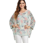 BHflutter White Blouse Shirt Women Fashion Batwing Casual Summer Tops Tees Ladies Print Chiffon Blouses Streetwear Plus Size - Matrix-studios.com
