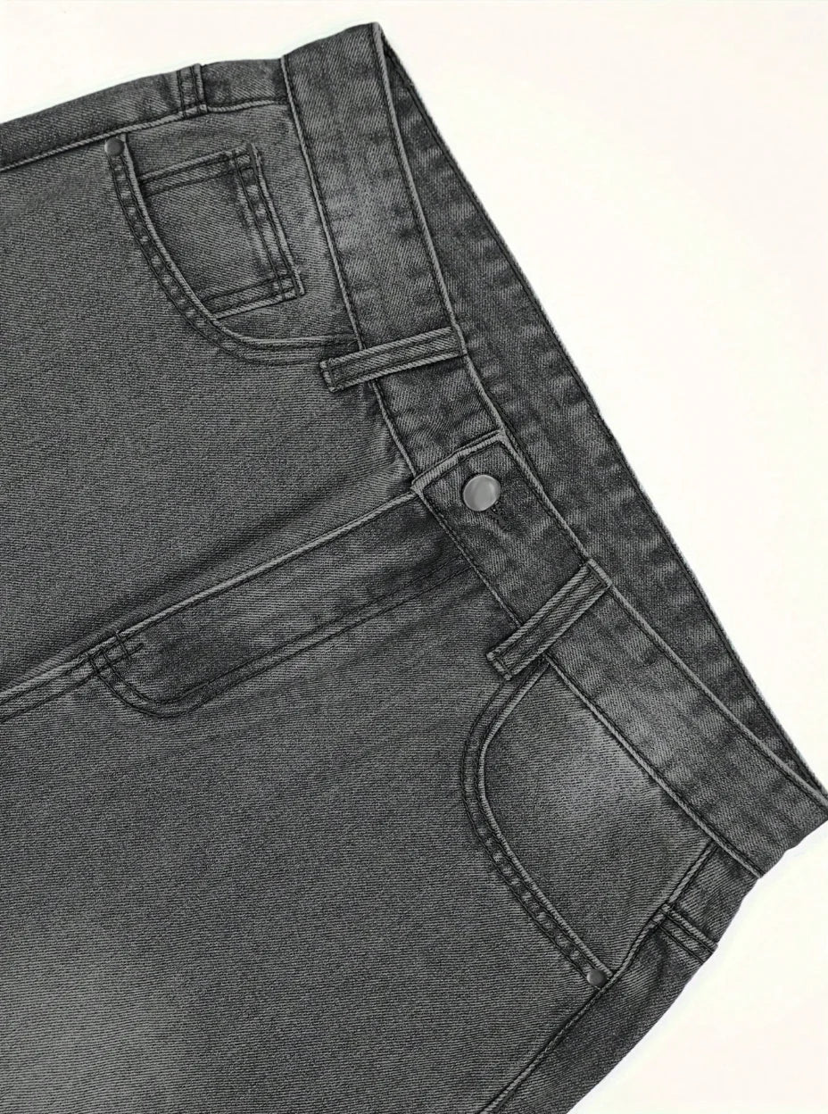 Men's Anime Spring Casual Solid Color Jeans with Star Patches And Pockets for School - Matrix Studios