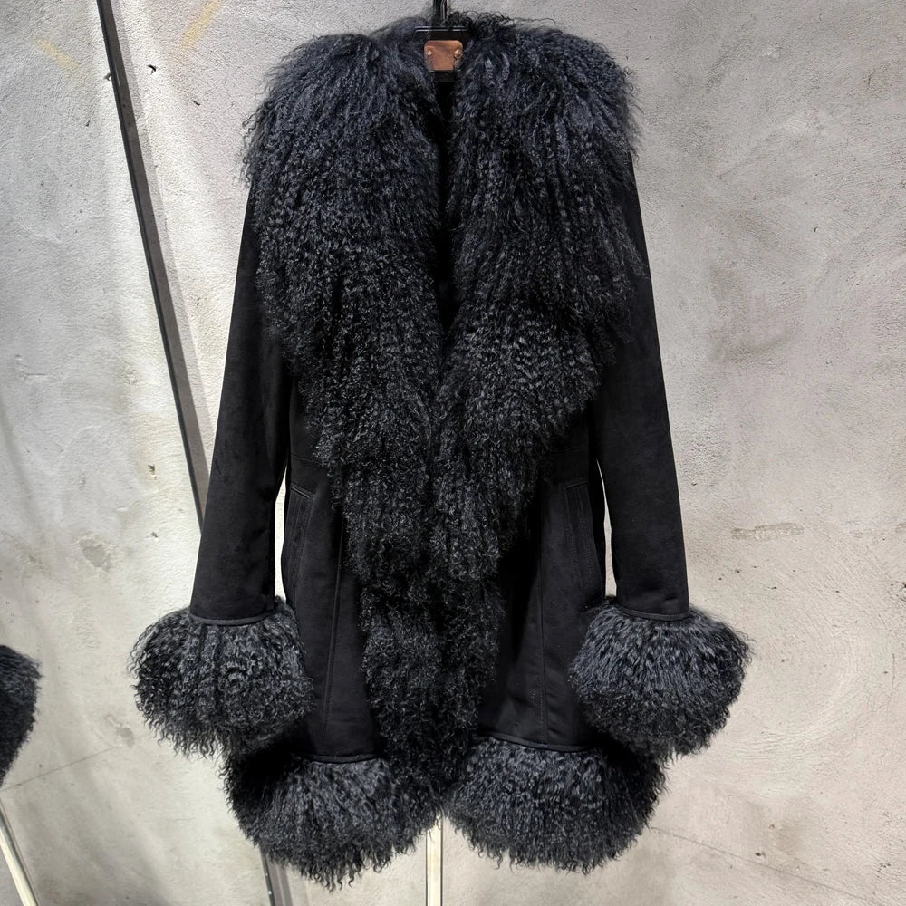 GO BALLISTIC YA Mongolia Sheep Fur Coat Women Real Leather Jacket Genuine Leather Coat - Matrix Studios
