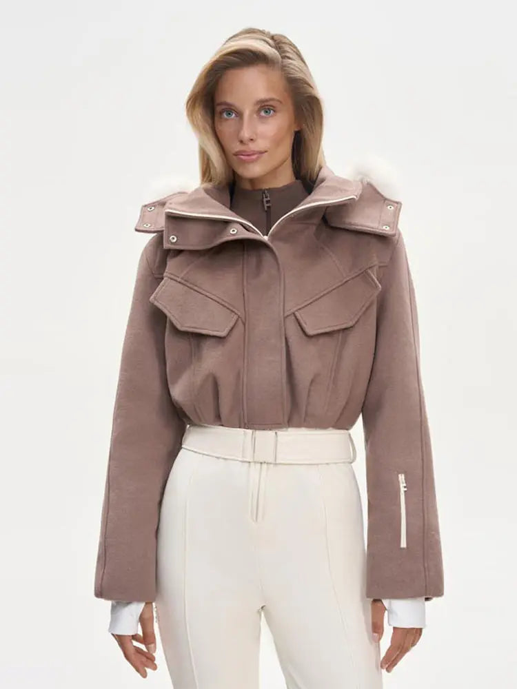 Faux Fur Patchwork Ski Jumpsuit Women Detachable Hoodie Long Sleeves Belts Zipper Warm Skiwear Female 2025 Winter Warm Rompers - Matrix Studios