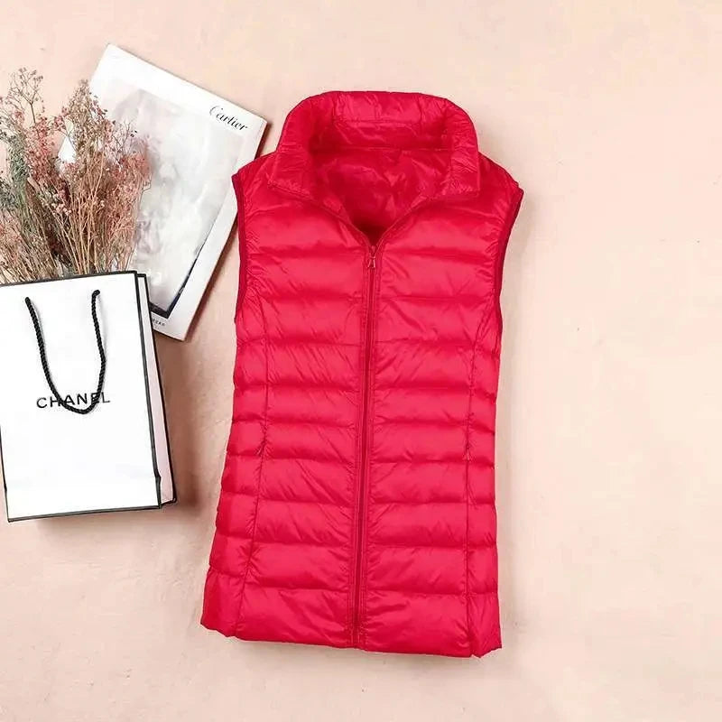 2026 White Duck Down Jacket Women Vest Autumn Winter Sleeveless Waistcoat Warm Lightweight Puffer Jacket Female Tops Outwear 8XL - Matrix Studios