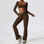 Yoga Set 2PCS Seamless Women Sportswear Workout Clothes Athletic Wear Gym Legging Fitness Bra Crop Top Long Sleeve Sports Suits - Matrix-studios.com
