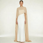 Women Chiffon Long Cape High Low Flowy Poncho Sheer Mesh Shawl and Wraps for Evening Dress Wedding Cover Up Capelet - Matrix Studios
