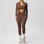 3pcs Sportswear Yoga Set Gym Sports Bra Zipper Jacket Leggings Clothes Sportswear Yoga Suits For Women Fitness Set Tracksuit - Matrix-studios.com
