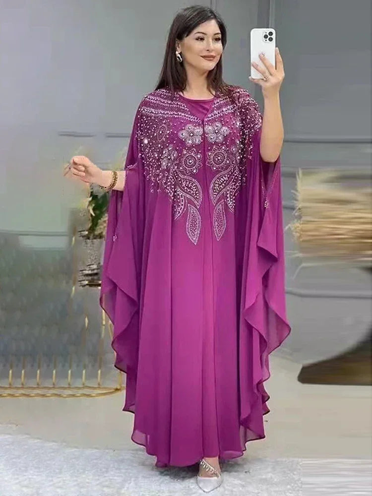 Abayas For Women Dubai Luxury 2024 Chiffon Boubou Muslim Fashion Dress Caftan Marocain Wedding Party Occasions Djellaba Femme - Matrix-studios.com