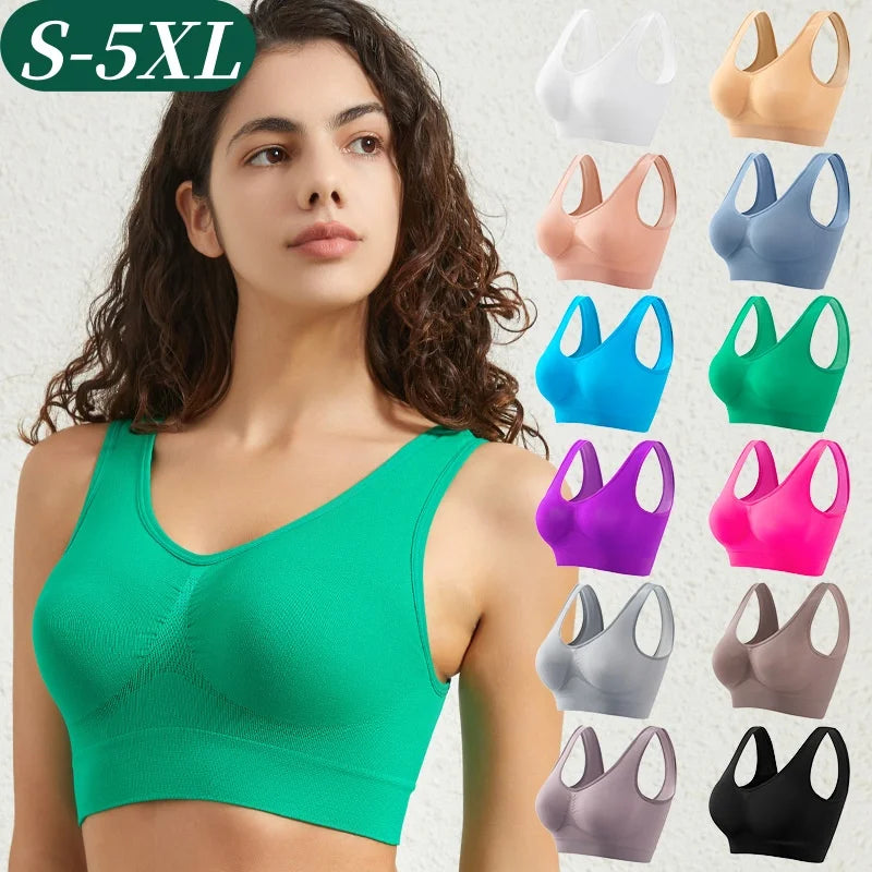 Women's Seamless Push-Up Bra Sports Bralette Non-wire Crop Top Solid Sexy Lingerie No-Pads Breathable Plus Size Tank Bra S-5XL - Matrix Studios
