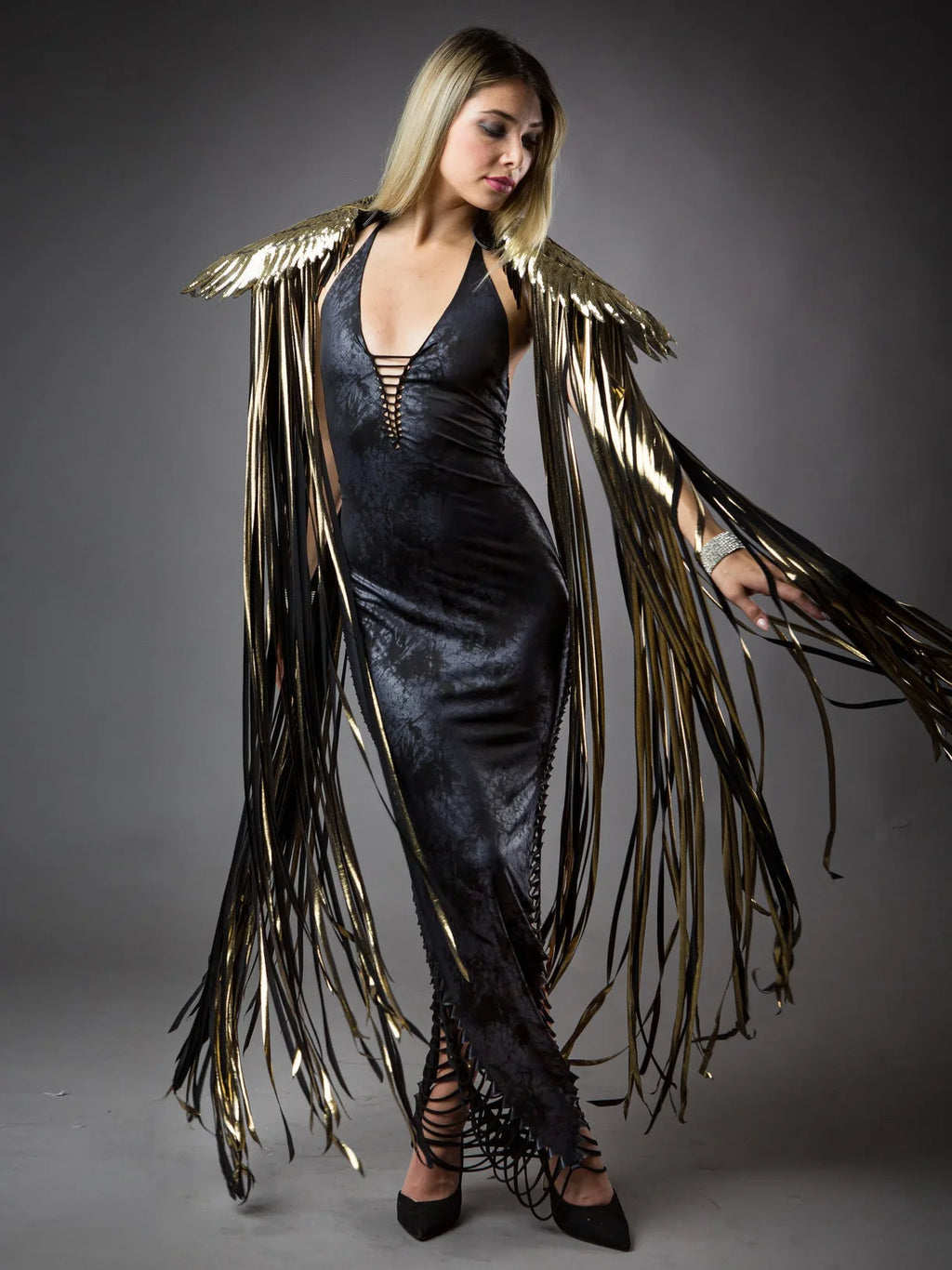 Sparkly Wing Fringe Tassel Patchwork Shawl Women Vintage Cosplay Cape Ponchos Bohemian Cardigan Cloak Boho Capes Streetwear 2024 - Matrix Studios