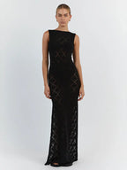 Sexy Cut Out Slit Knit Mesh Swimsuit Cover Up Pareo Tunic 2026 Summer Beach Maxi Dress Bikini Cover-ups Women Beachwear A2318 - Matrix Studios