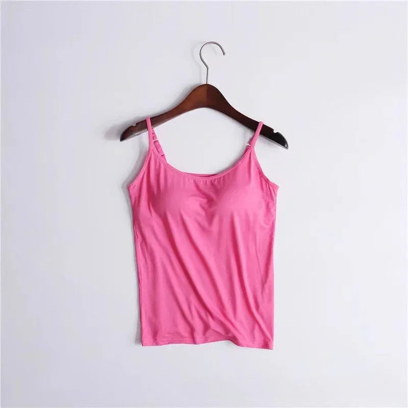 Cami Bra – Women's Camisole With Built In Padded Bra Vest Dropshipping As Seen on Tiktok Pink Top For Women Pajamas Home Wear - Matrix-studios.com