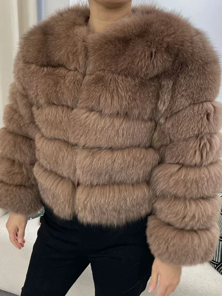 OFTBUY 2024 Winter Real Natural Raccoon Fox Fur Women Coat Short Leather Thickened Warm Jacket Elegant Fashionable Overcoats - Matrix Studios