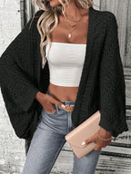 Polyester 100.00% Solid Color Camisole Knit Cardigan Elegant Front Open Bat Wing Sleeve Loose Cardigan for Women - Matrix Studios