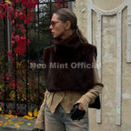 Neo Mint 2025 Brand Fashion Faux Fur Sable Vest Crop Top Autumn Winter Turtleneck Eco Mink Fur Tank Tops Sleeveless Jacket Coat - Matrix Studios