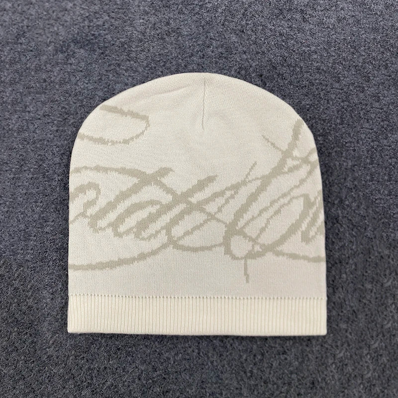 Warm Jacquard Letter Knitted Woolen Hat for Men And Women Autumn Winter Street Leisure Fashion Hat